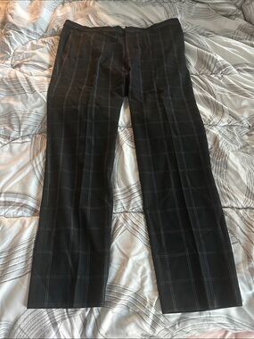H&M Black Pinstripe Windowpane Dress Pants